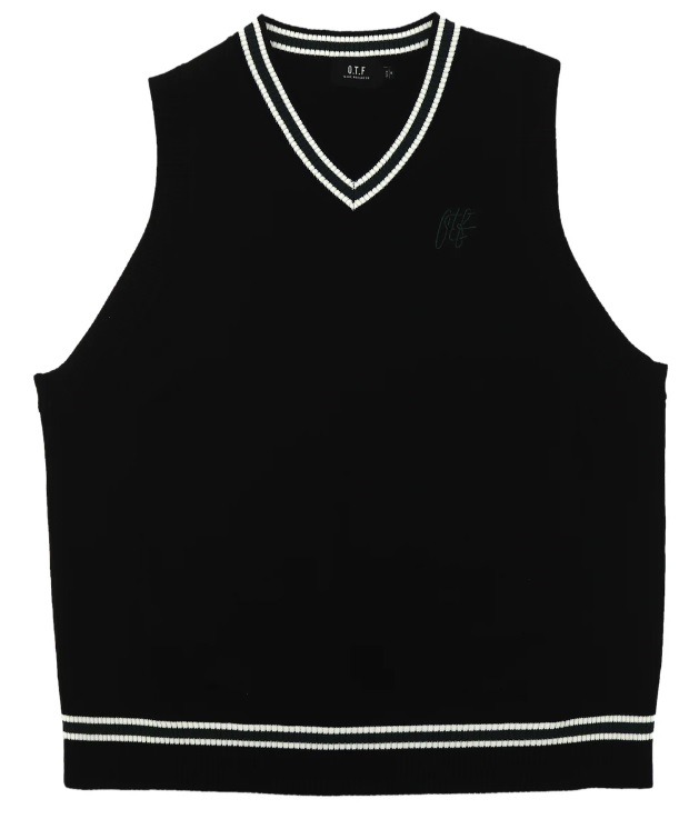 O.T.F】1351-13031/V-NECK KNIT VEST/BK/XXL