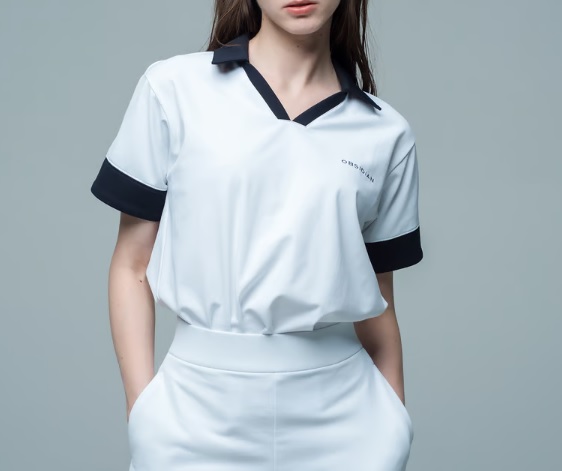 OBSIDIAN】ODW25ST004/V-NECK POLO SHIRT/S/WH