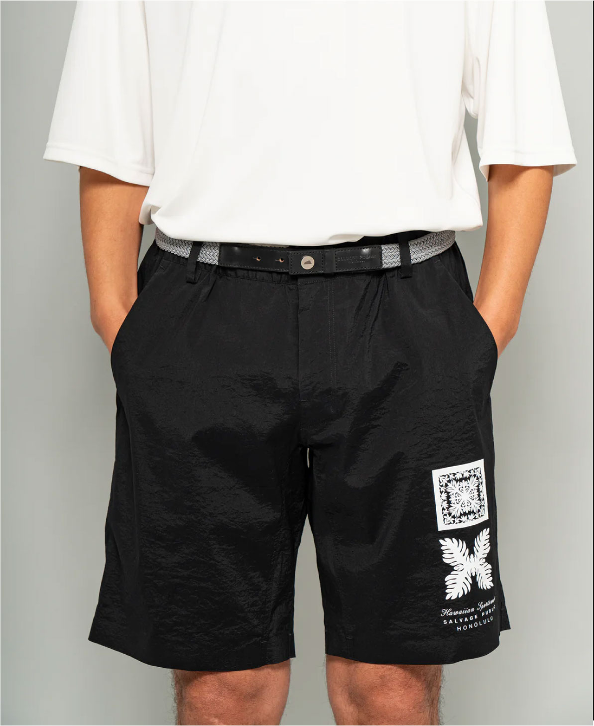 SALVAGE PUBLIC】SVKA5004/Herbert Paper Nylon Shorts/BK/S