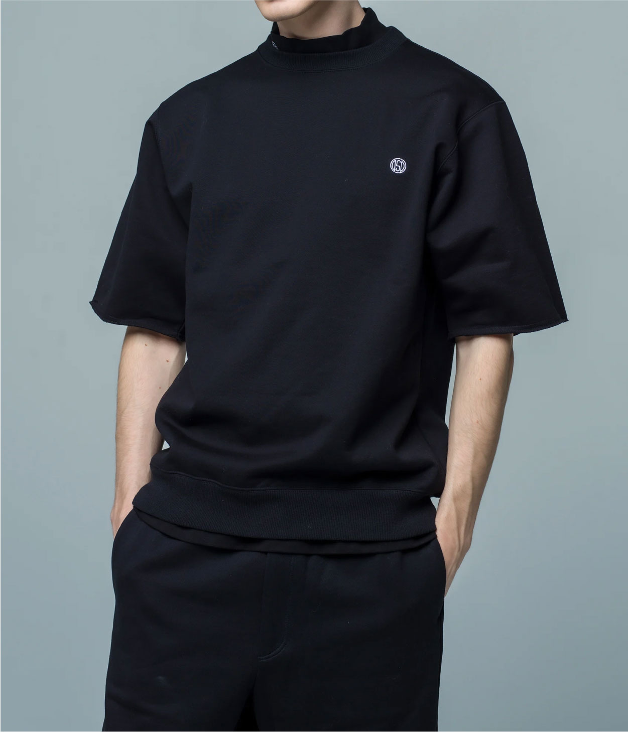 OBSIDIAN】ODM25ST026/SWEAT HALF SLEEVE PULLOVER/M/BK
