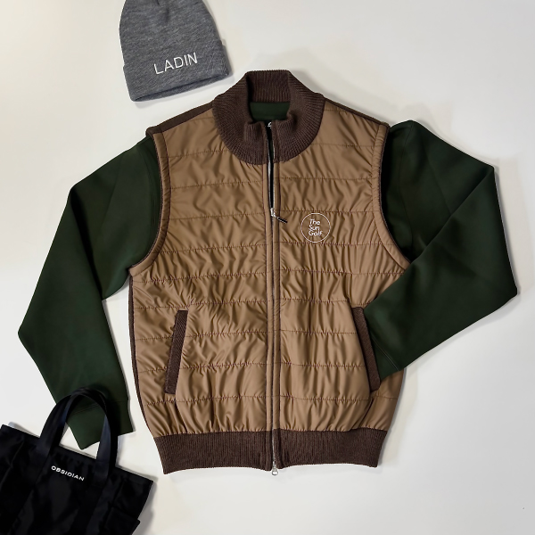 THESUNGOLF】25504380ニットフルZIPベスト/BROWN/S