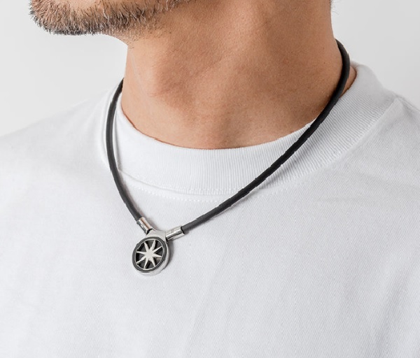 BANDEL】HLCNE2BS47/Healthcare Necklace Earth 2.0/BK Silver 47cm